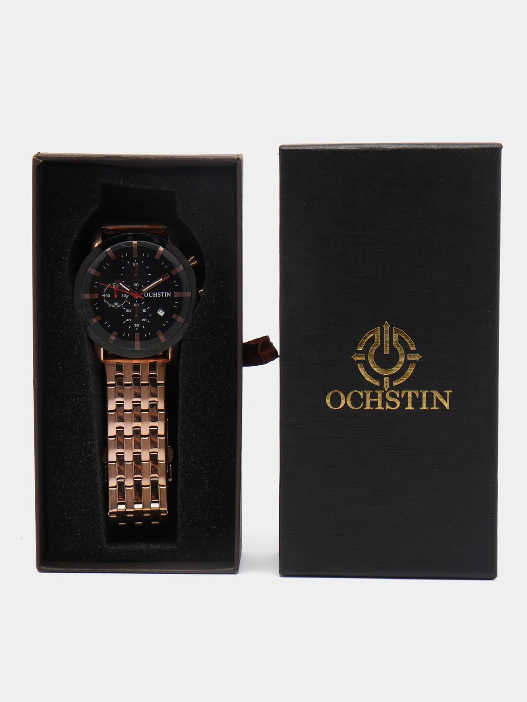 Золотой мужские наручные часы Ochstin 7248 с хронографом в подарочной упаковке