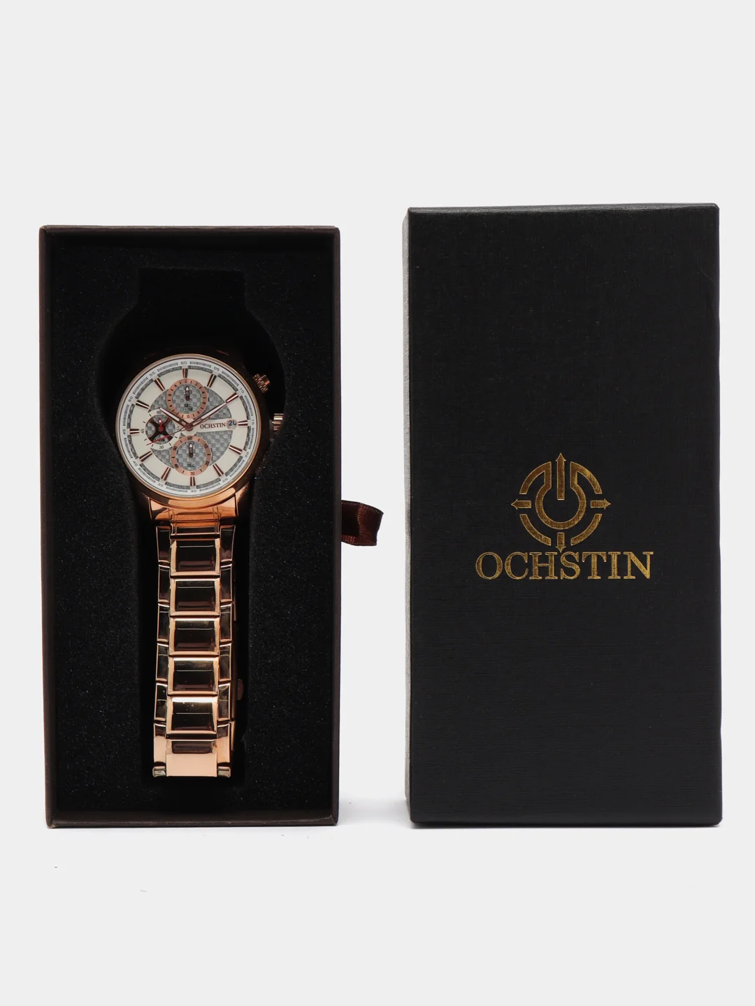 Золотой мужские наручные часы Ochstin 6085A с хронографом в подарочной упаковке