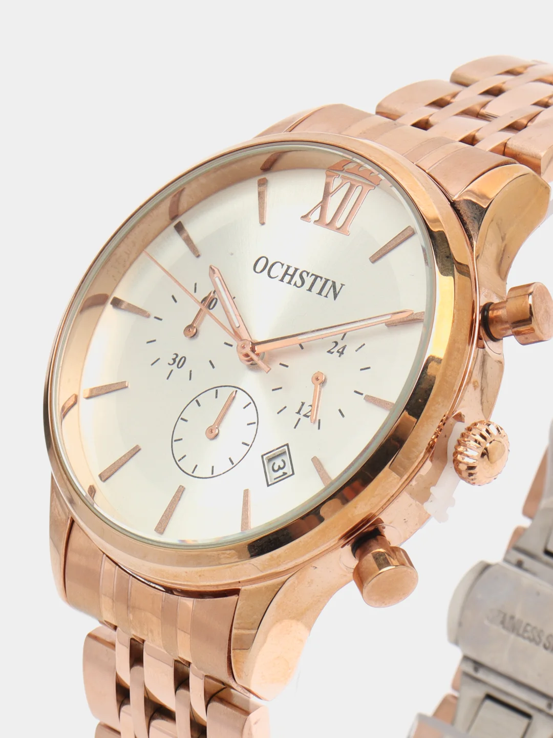 Серебряный мужские наручные часы Ochstin 6129B с хронографом в подарочной упаковке
