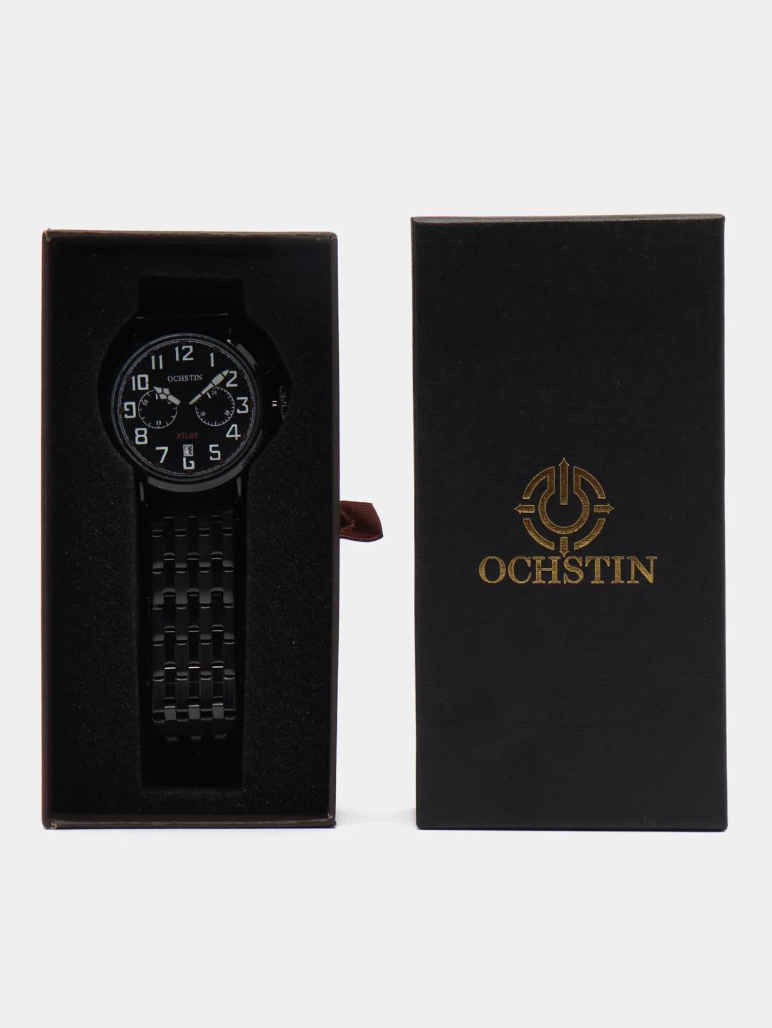 Черный мужские наручные часы Ochstin 7246 с хронографом в подарочной упаковке