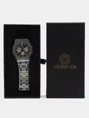 Серебряный мужские наручные часы Ochstin 6100B с хронографом в подарочной упаковке