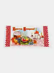 Алый декор в корзину "Христос Воскресе" на пасху,  подставка, кулич, яйца