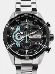 Серебряный мужские наручные часы Curren 8402 с хронографом в подарочной упаковке
