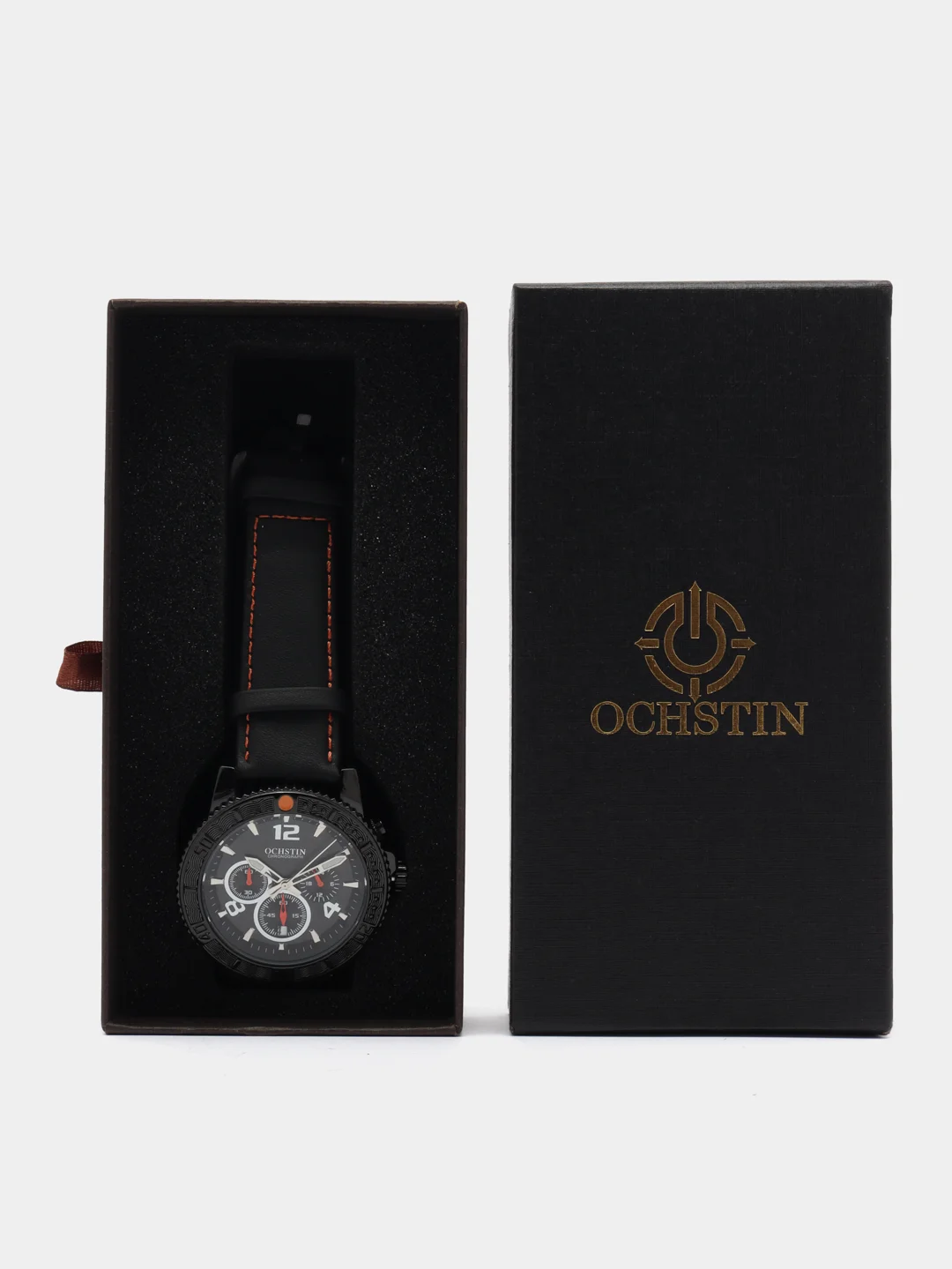 Черный мужские наручные часы Ochstin 6045B с хронографом в подарочной упаковке
