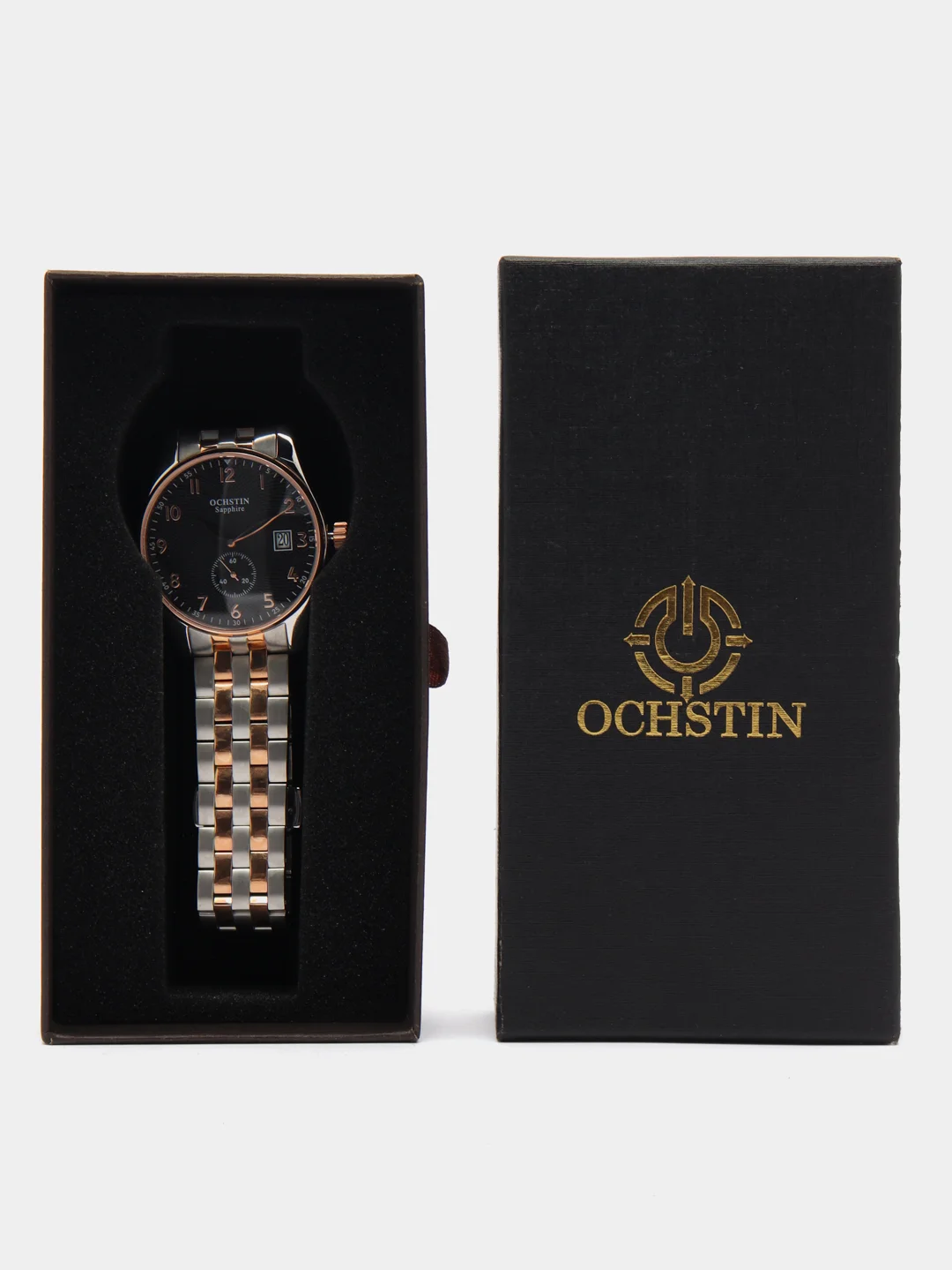 Бронзовый мужские наручные часы Ochstin 6005C с металлическим браслетом и календарём