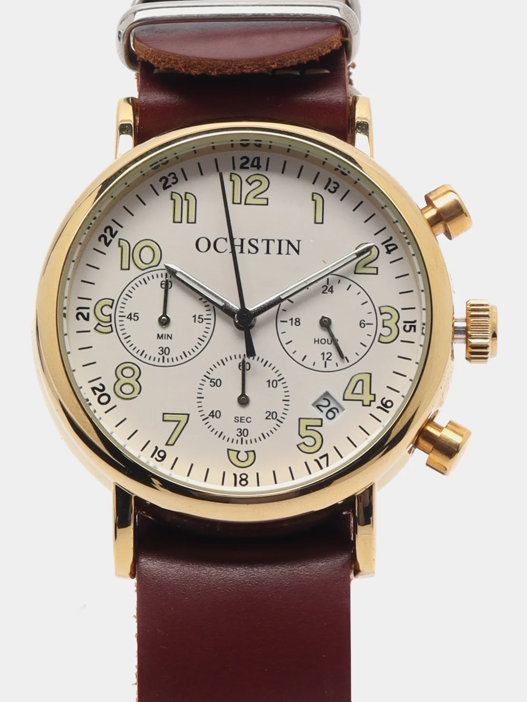 Коричневый мужские наручные часы Ochstin 6081A с хронографом в подарочной упаковке