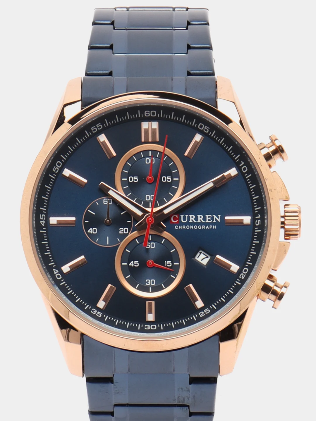 Синий мужские наручные часы Curren 8368 с хронографом в подарочной упаковке