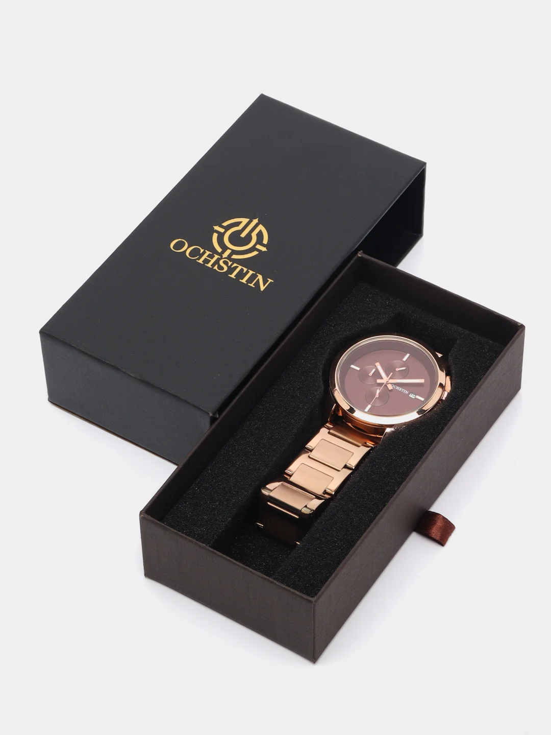 Коричневый мужские наручные часы Ochstin 6059C с хронографом в подарочной упаковке
