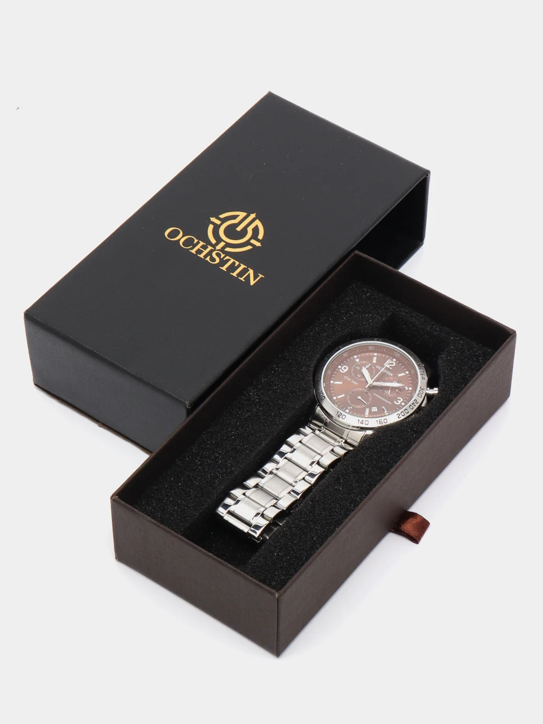 Коричневый мужские наручные часы Ochstin 6123B с хронографом в подарочной упаковке