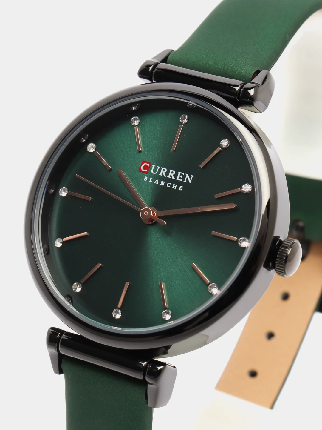 Зеленый женские наручные часы Curren 9081 в подарочной упаковке