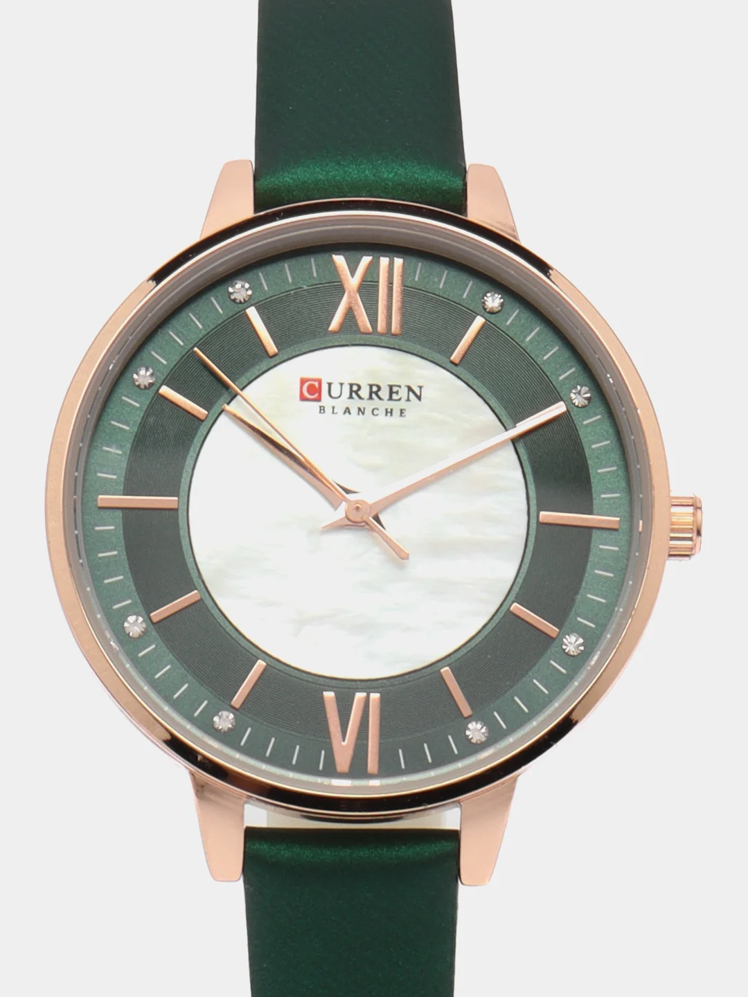 Зеленый женские наручные часы Curren 9080 в подарочной упаковке