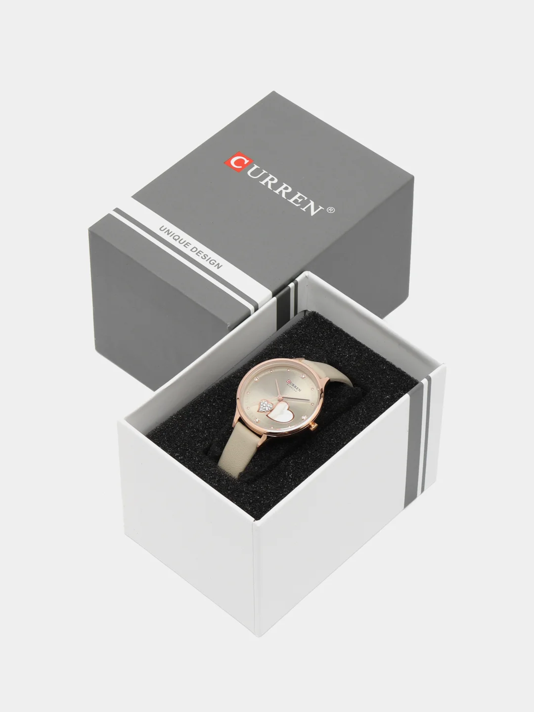 Серый женские наручные часы Curren 9077 в подарочной упаковке