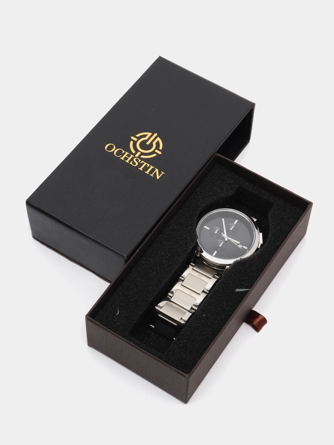 Серебряный мужские наручные часы Ochstin 6059C с хронографом в подарочной упаковке