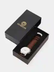 Коричневый мужские наручные часы Ochstin 6123A c хронографом в подарочной упаковке