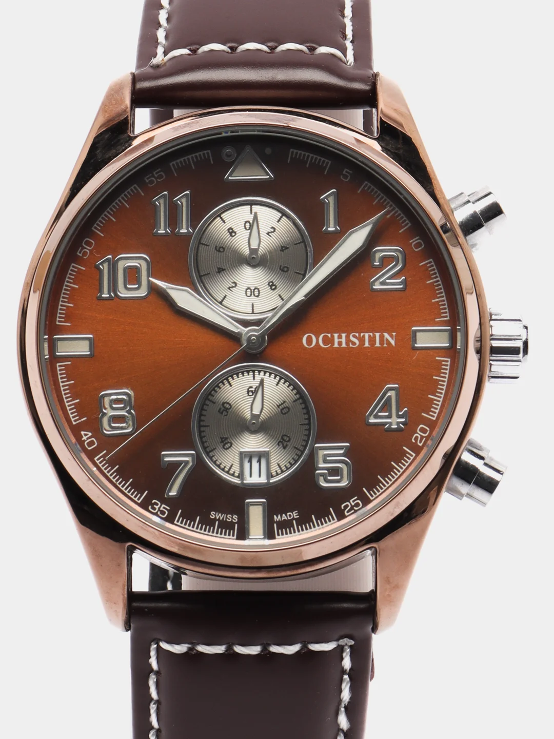 Шоколадный мужские наручные часы Ochstin 6043A с хронографом в подарочной упаковке