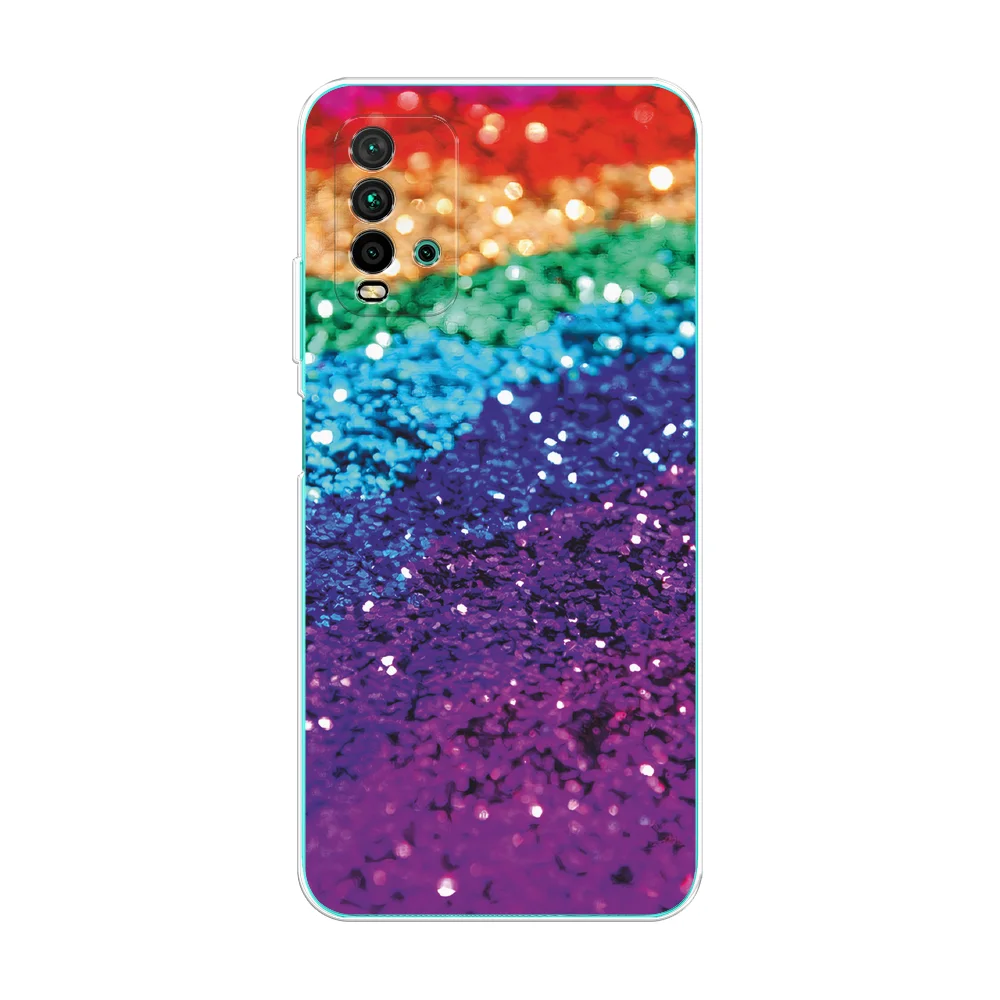 Багровый силиконовый чехол на Xiaomi Redmi 9T / Редми 9Т прозрачный, с рисунком, защита камеры