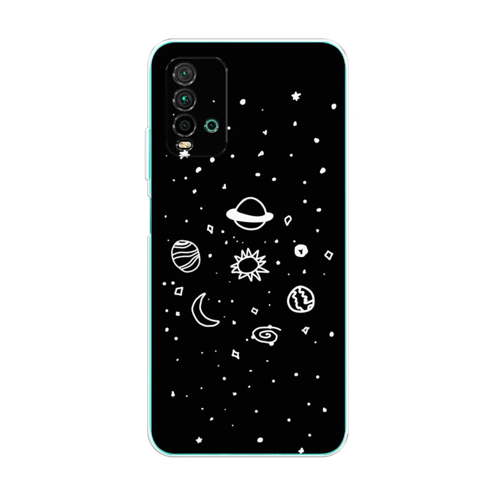 Зеленый силиконовый чехол на Xiaomi Redmi 9T / Редми 9Т прозрачный, с рисунком, защита камеры
