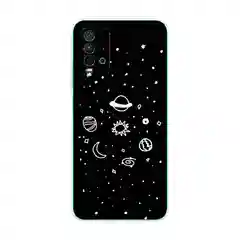 Зеленый силиконовый чехол на Xiaomi Redmi 9T / Редми 9Т прозрачный, с рисунком, защита камеры