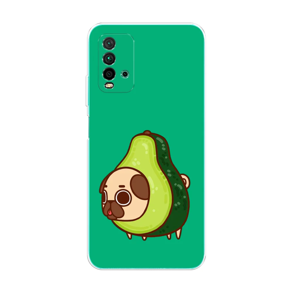 Мятный силиконовый чехол на Xiaomi Redmi 9T / Редми 9Т прозрачный, с рисунком, защита камеры