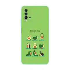 Салатовый силиконовый чехол на Xiaomi Redmi 9T / Редми 9Т прозрачный, с рисунком, защита камеры