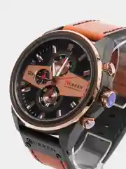 Коричневый мужские наручные часы Curren 8394 с хронографом в подарочной упаковке
