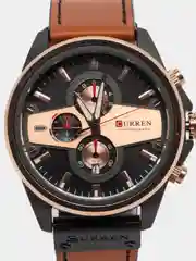 Коричневый мужские наручные часы Curren 8394 с хронографом в подарочной упаковке
