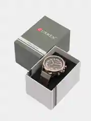 Серебряный мужские наручные часы Curren 8380 с хронографом в подарочной упаковке