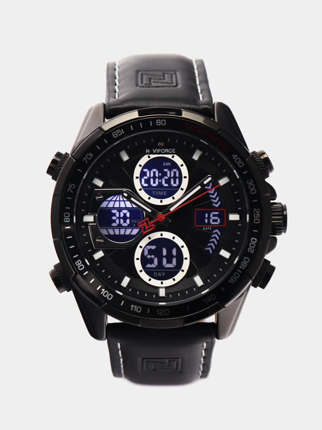 Черный мужские наручные часы Naviforce NF9197L с хронографом, в подарочной упаковке