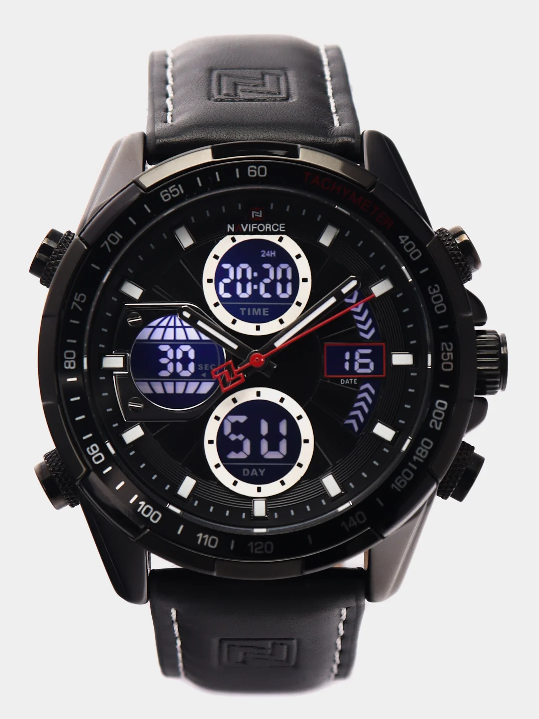 Черный мужские наручные часы Naviforce NF9197L с хронографом, в подарочной упаковке