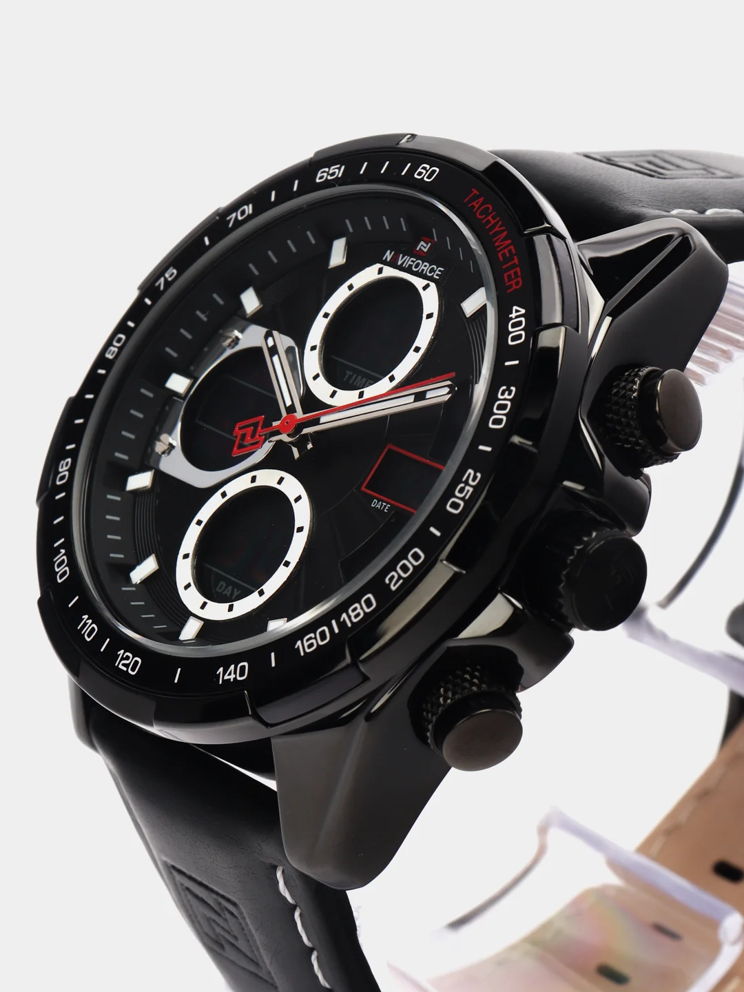 Черный мужские наручные часы Naviforce NF9197L с хронографом, в подарочной упаковке