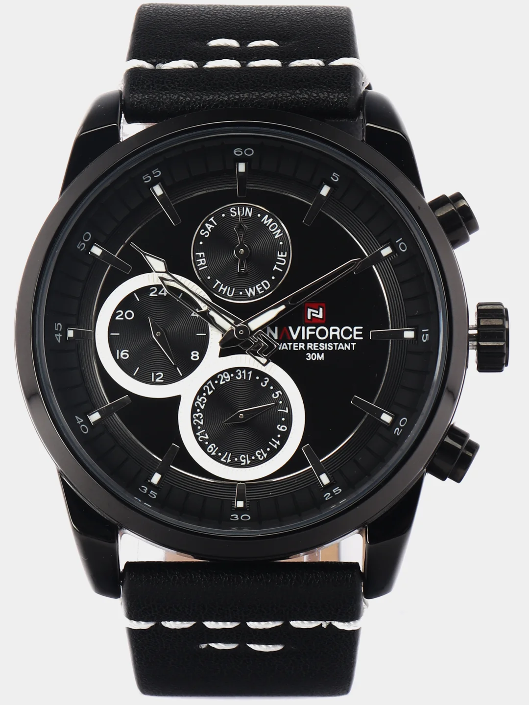 Черный мужские наручные часы Naviforce NF9148 с хронографом, в подарочной упаковке