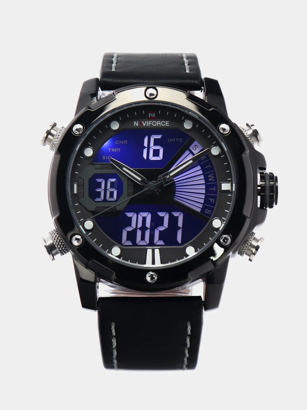 Черный мужские наручные часы Naviforce NF9172 с хронографом, в подарочной упаковке