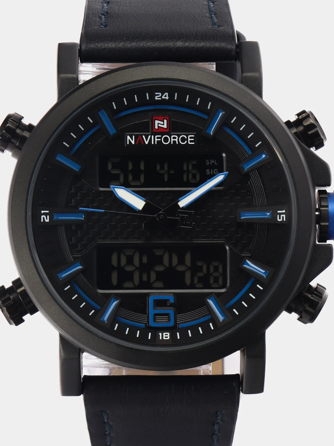Синий мужские наручные часы Naviforce NF 9135 с календарём, в подарочной упаковке