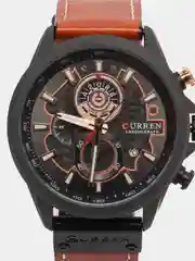 Коричневый мужские наручные часы Curren 8380 с хронографом в подарочной упаковке