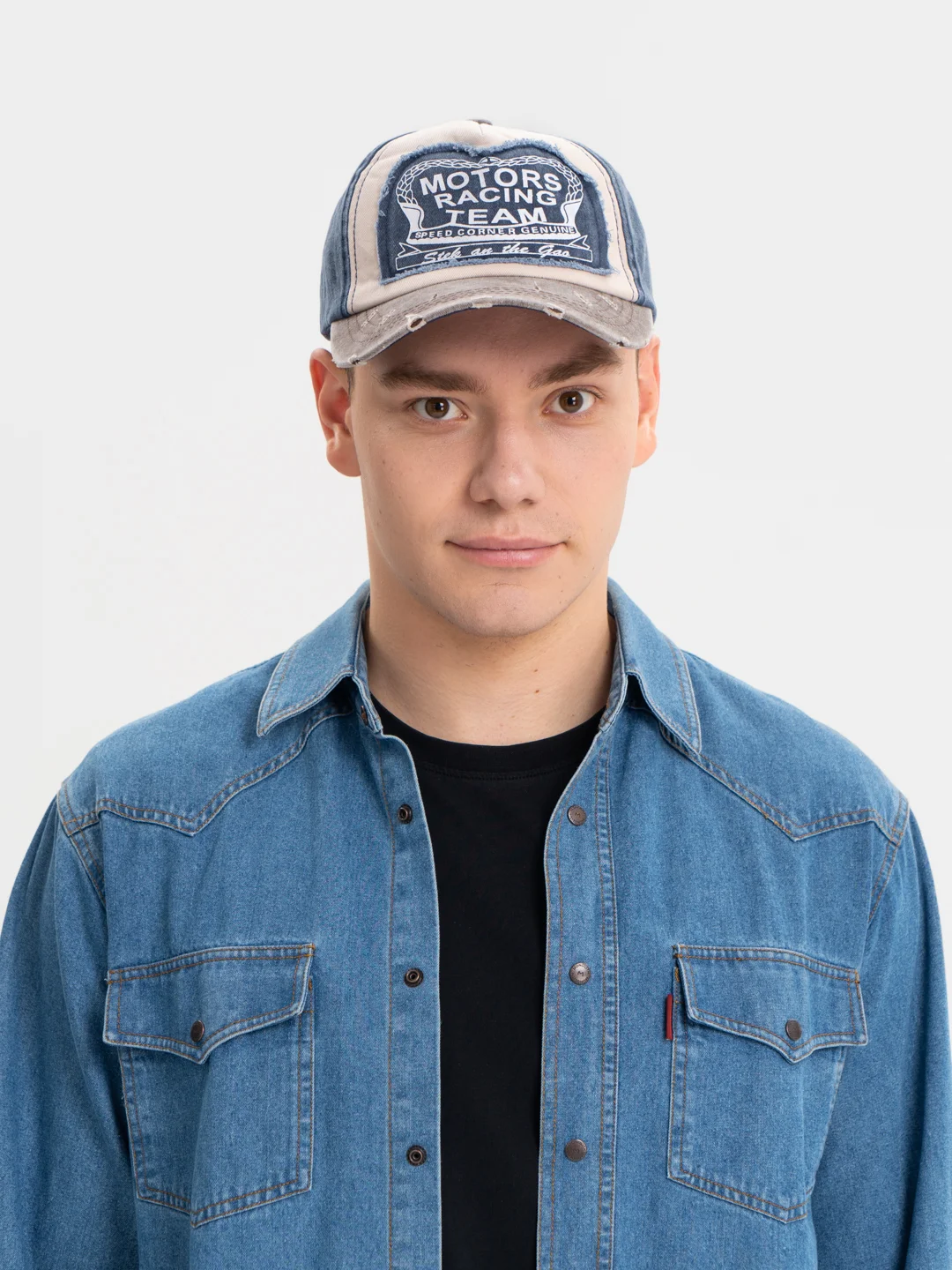 Синий меланж бейсболка, кепка мужская, женская Motors Rasing Team, 6 видов