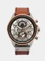 Карамельный мужские наручные часы Curren 8380 с хронографом в подарочной упаковке