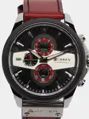 Бордовый мужские наручные часы Curren 8394 с хронографом в подарочной упаковке