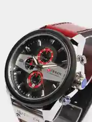 Бордовый мужские наручные часы Curren 8394 с хронографом в подарочной упаковке
