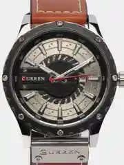 Шоколадный мужские наручные часы Curren 8374 с календарем в подарочной упаковке