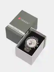 Серебряный мужские наручные часы  Curren 8362 с хронографом в подарочной упаковке