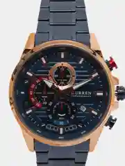 Синий мужские наручные часы Curren 8415 с хронографом в подарочной упаковке