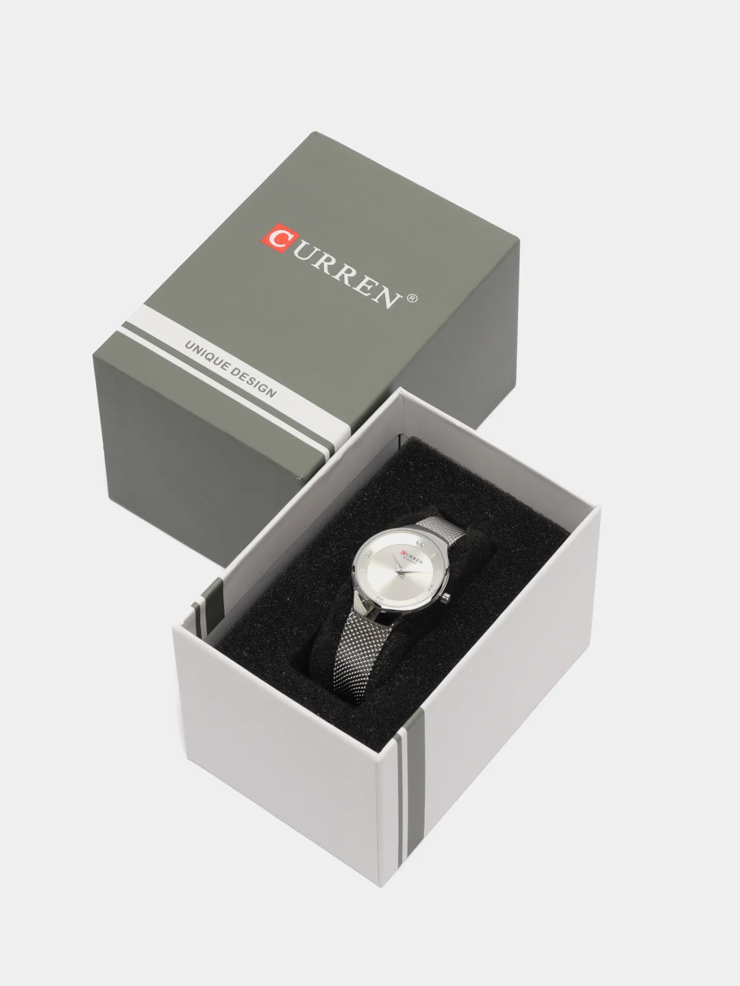 Серебряный женские наручные часы Curren 9028 в подарочной упаковке