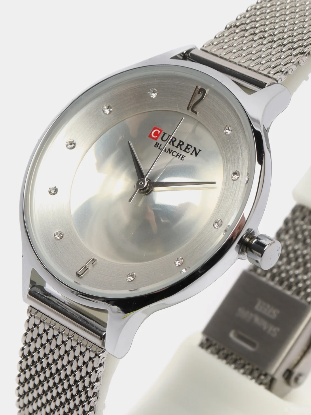 Серебряный женские наручные часы Curren 9036 в подарочной упаковке