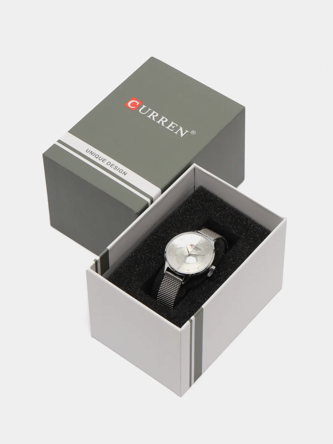 Серебряный женские наручные часы Curren 9036 в подарочной упаковке