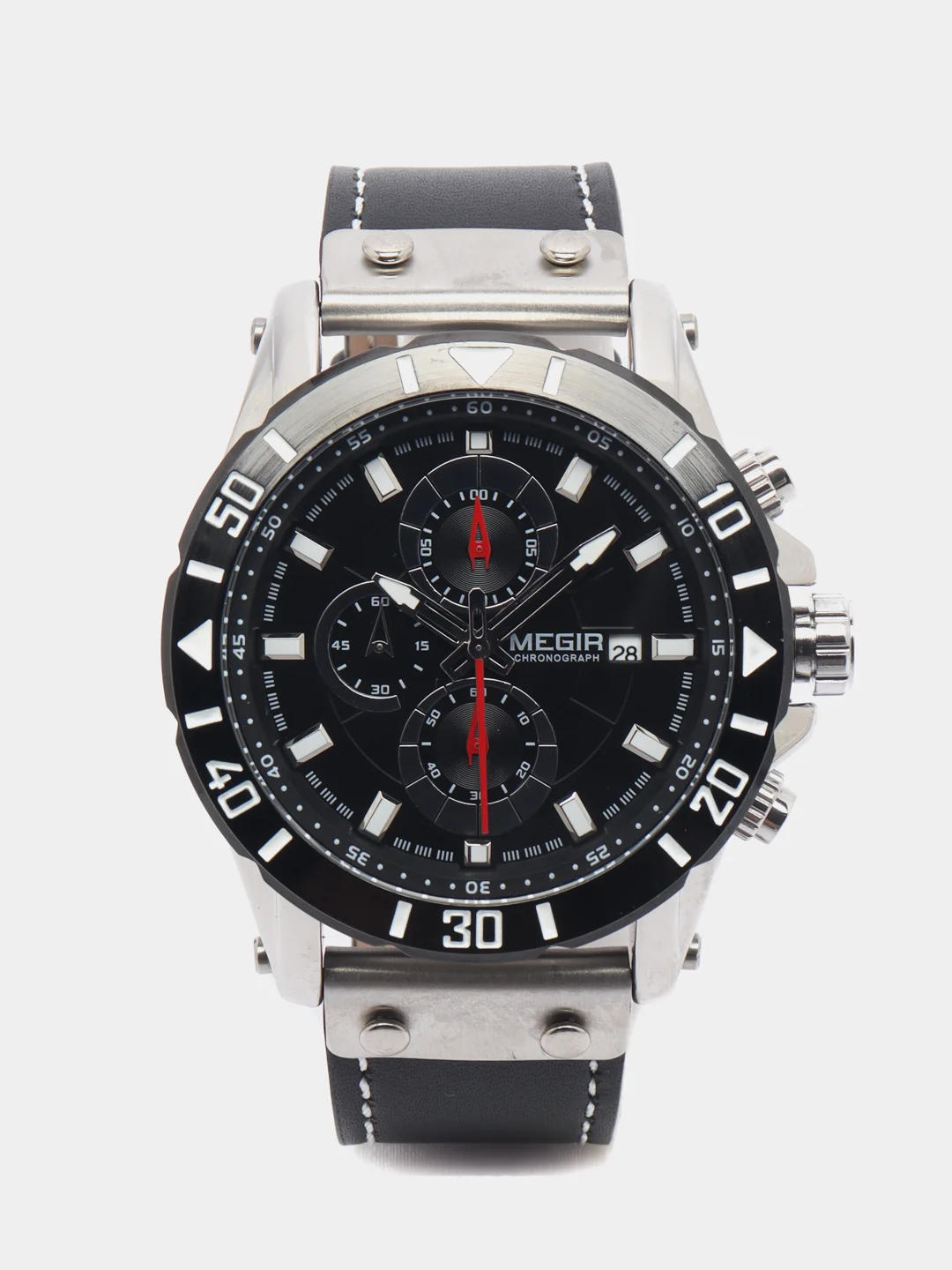 Серебряный мужские наручные часы Megir ML2081G, с хронографом, в подарочной упаковке