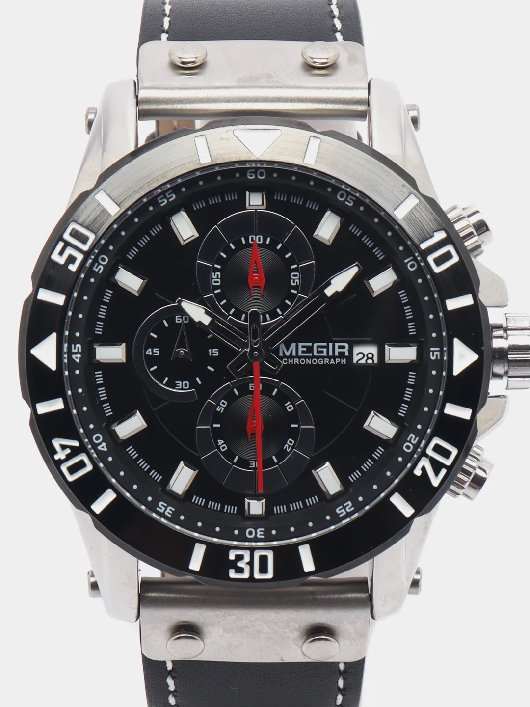 Серебряный мужские наручные часы Megir ML2081G, с хронографом, в подарочной упаковке