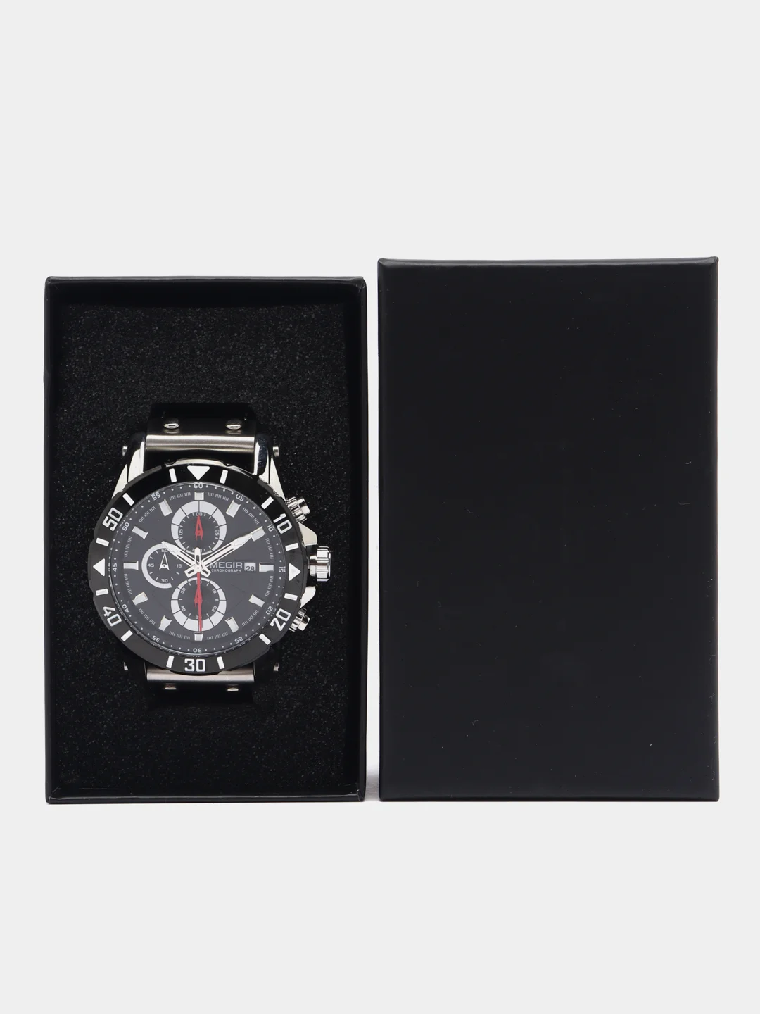 Серебряный мужские наручные часы Megir ML2081G, с хронографом, в подарочной упаковке