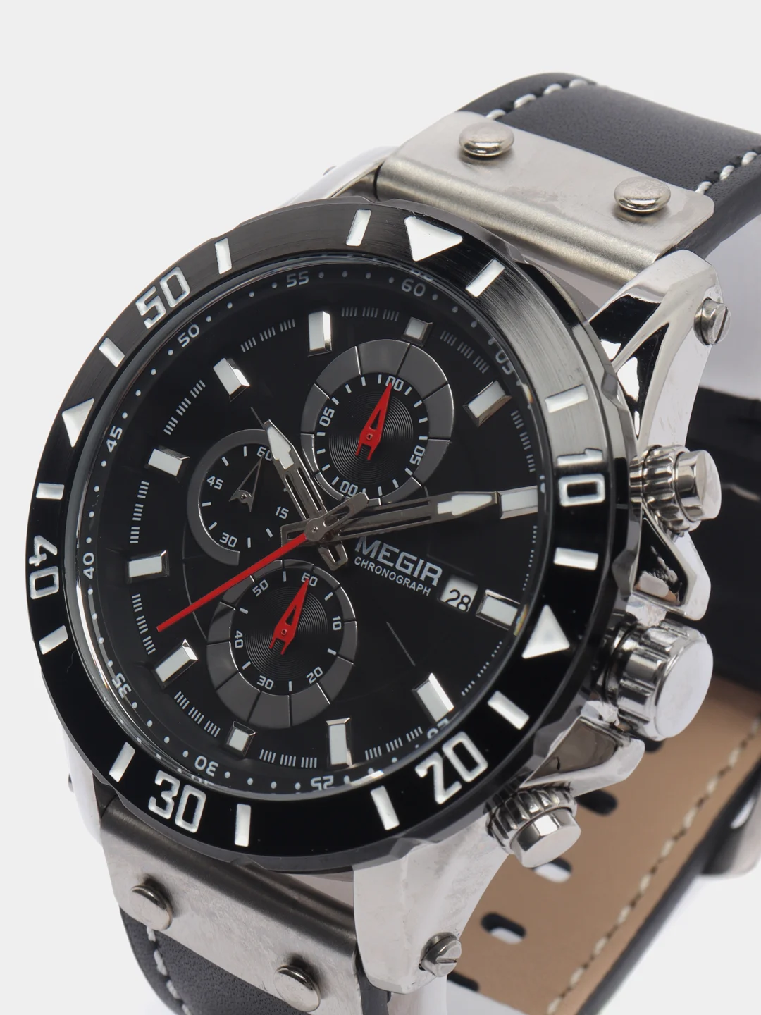 Серебряный мужские наручные часы Megir ML2081G, с хронографом, в подарочной упаковке
