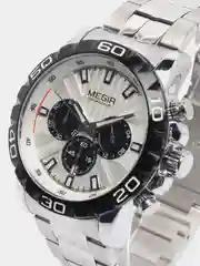 Серебряный мужские наручные часы Megir MS2087G, с хронографом, в подарочной упаковке