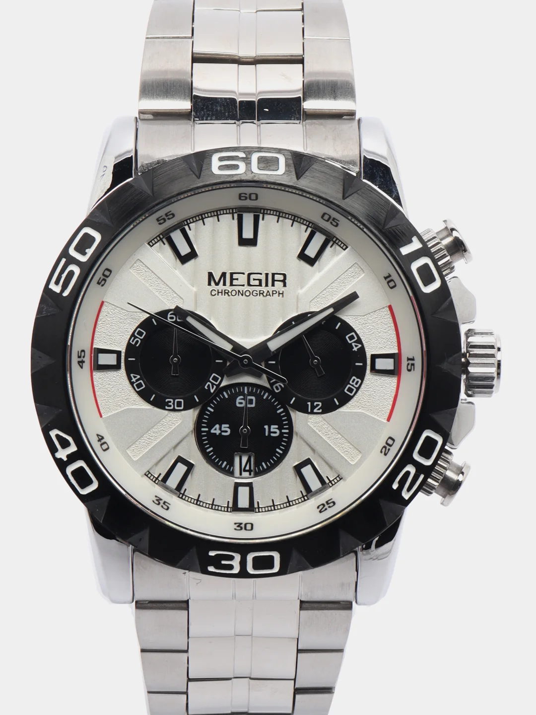 Серебряный мужские наручные часы Megir MS2087G, с хронографом, в подарочной упаковке